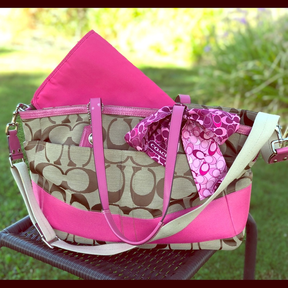 Coach pink diaper bag